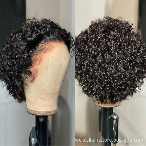 Pixie Cut Wig Human Hair Preplucked Short Curly Bob Wigs For Women Bouncy Water Wave Curly 100% Human Hair Wig